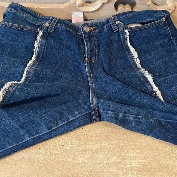 VINTAGE 90s Watch LA Denim Blue Jeans Y2K Pinstripe Size Jrs 19/20 70s style USA - Picture 14 of 14